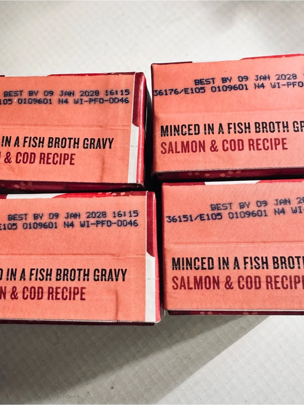 (4) 5.5 oz boxes of The Honest Kitchen Minced Salmon & Cod Recipe Cat Food